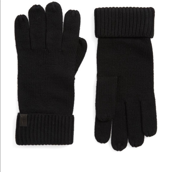 ALL SAINTS MENS MERINO WOOL MENS GLOVES BLACK OS NWT - Picture 1 of 5
